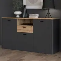 Florence Klara 3 Door Sideboard - Grey, Oak