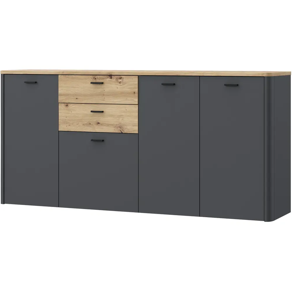 Florence Klara 4 Door 2 Drawer Sideboard - Grey, Oak