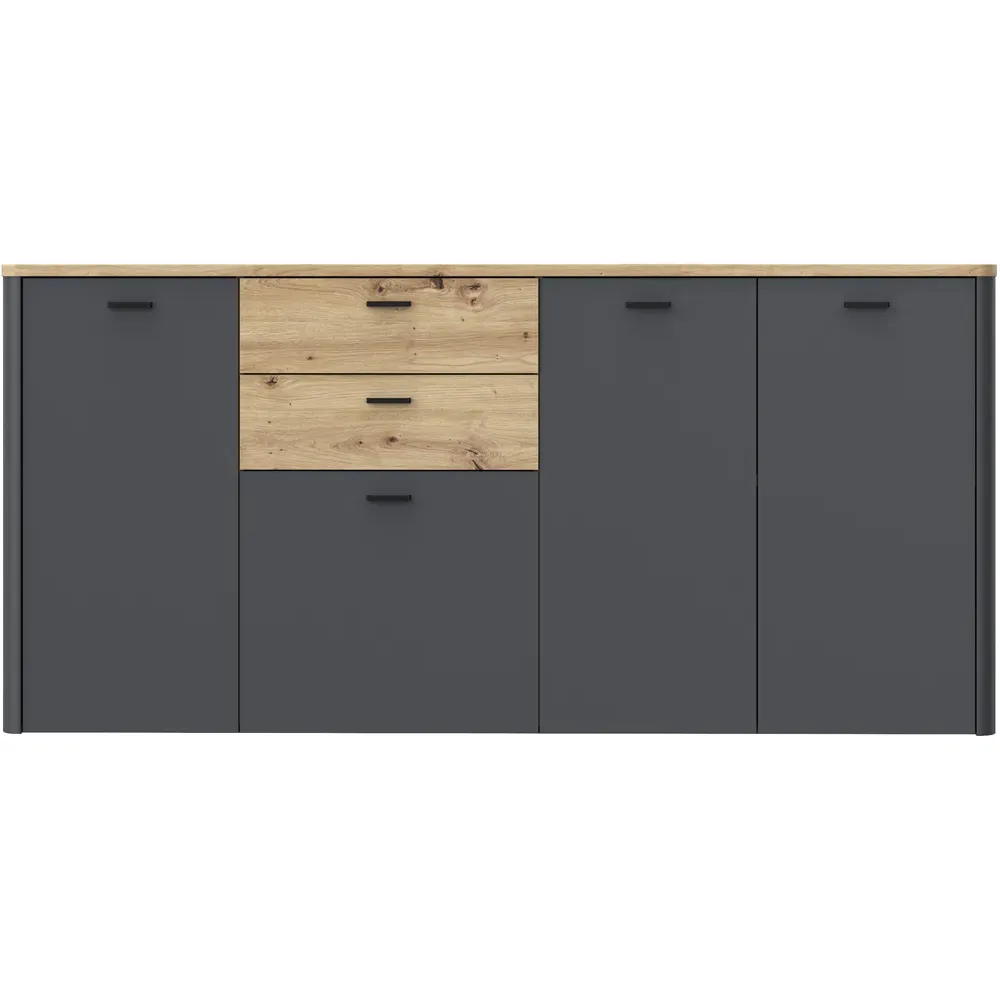 Florence Klara 4 Door 2 Drawer Sideboard - Grey, Oak