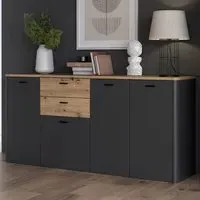 Florence Klara 4 Door 2 Drawer Sideboard - Grey, Oak