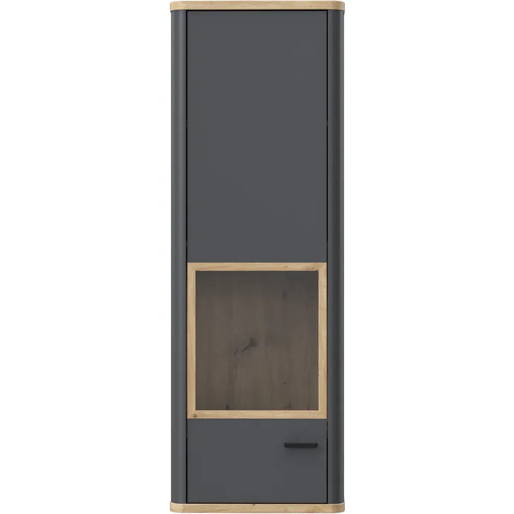 Florence Klara Single Door Glass Display Cabinet - Grey, Oak
