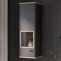 Florence Klara Single Door Glass Display Cabinet - Grey, Oak