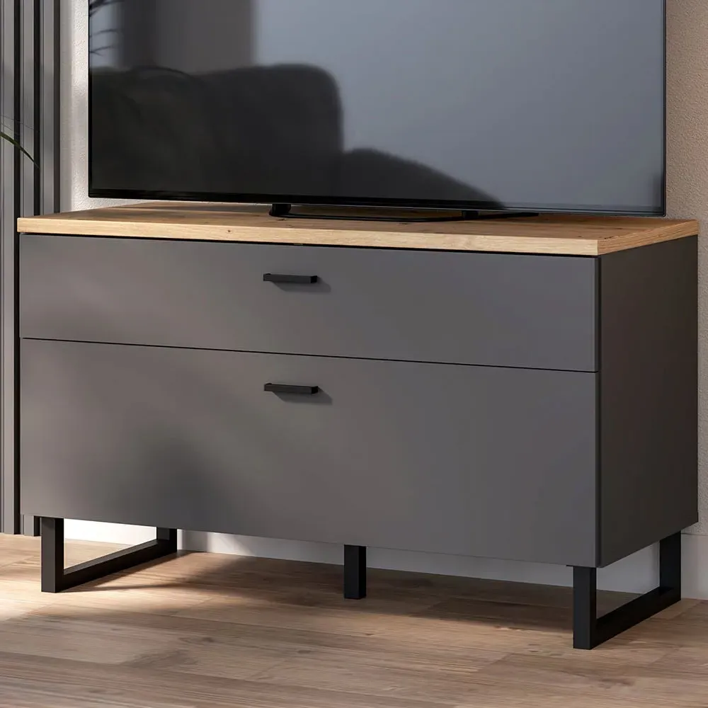 Florence Klara Single Door TV Unit - Grey, Oak image