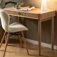 Florence Langley 2 Shelf Office Desk with Sliding Door - Brown, Oak