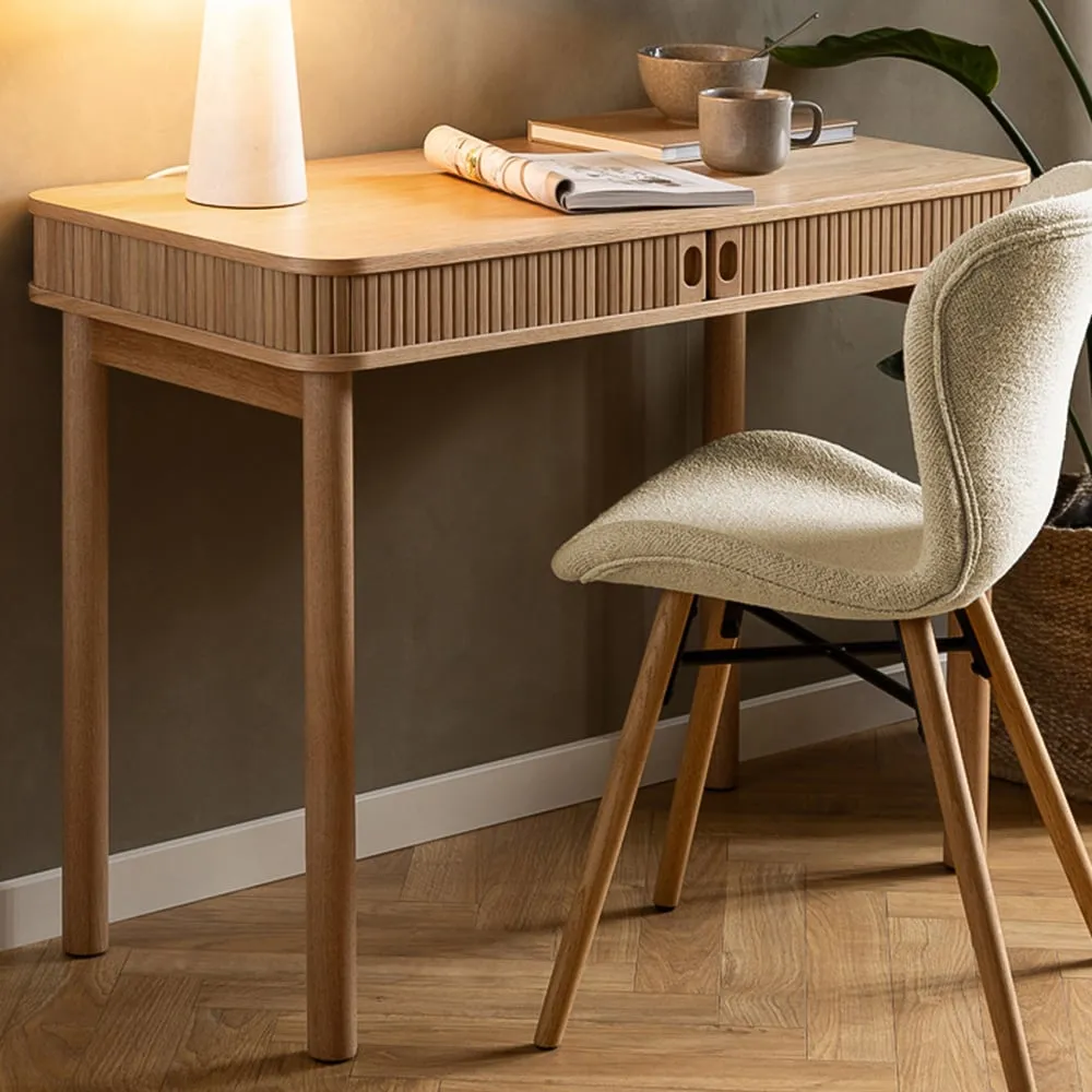 Florence Langley 2 Shelf Office Desk with Sliding Door - Brown, Oak