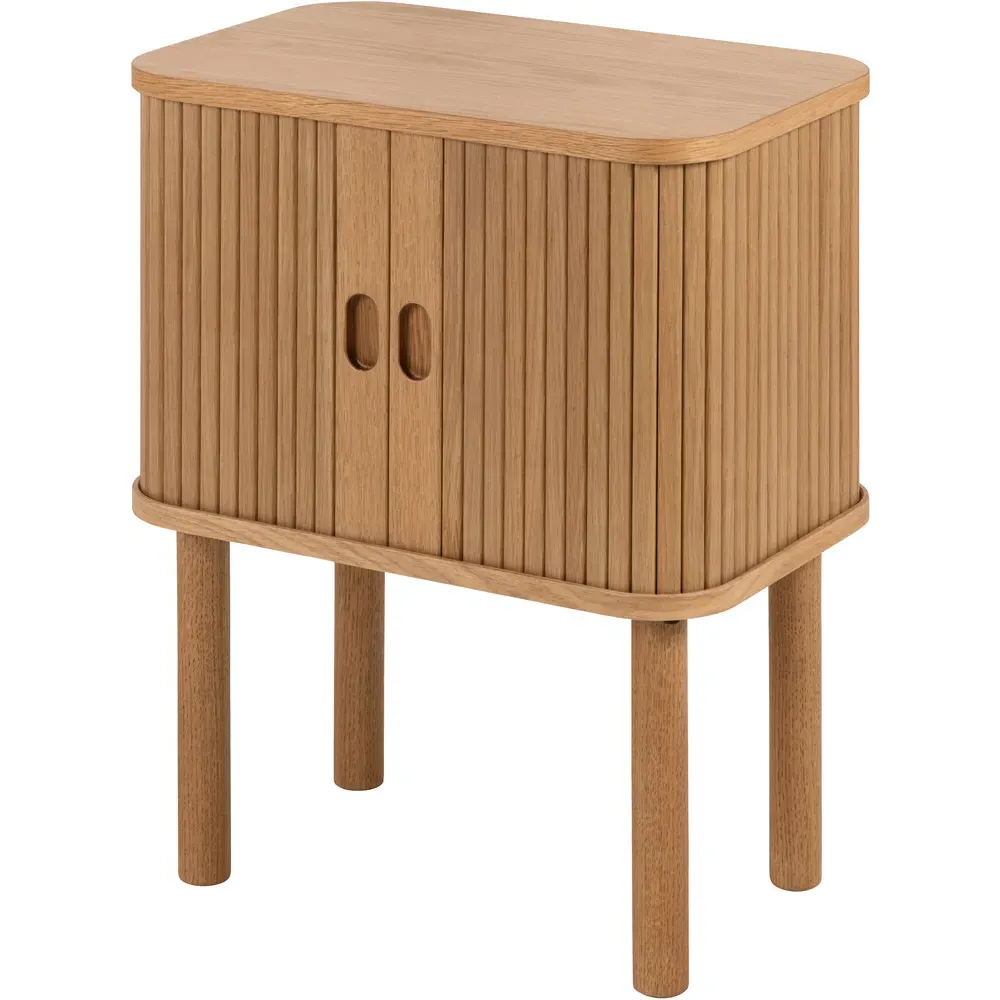 Florence Langley Single Shelf Bedside Table with Sliding Door - Brown, Oak