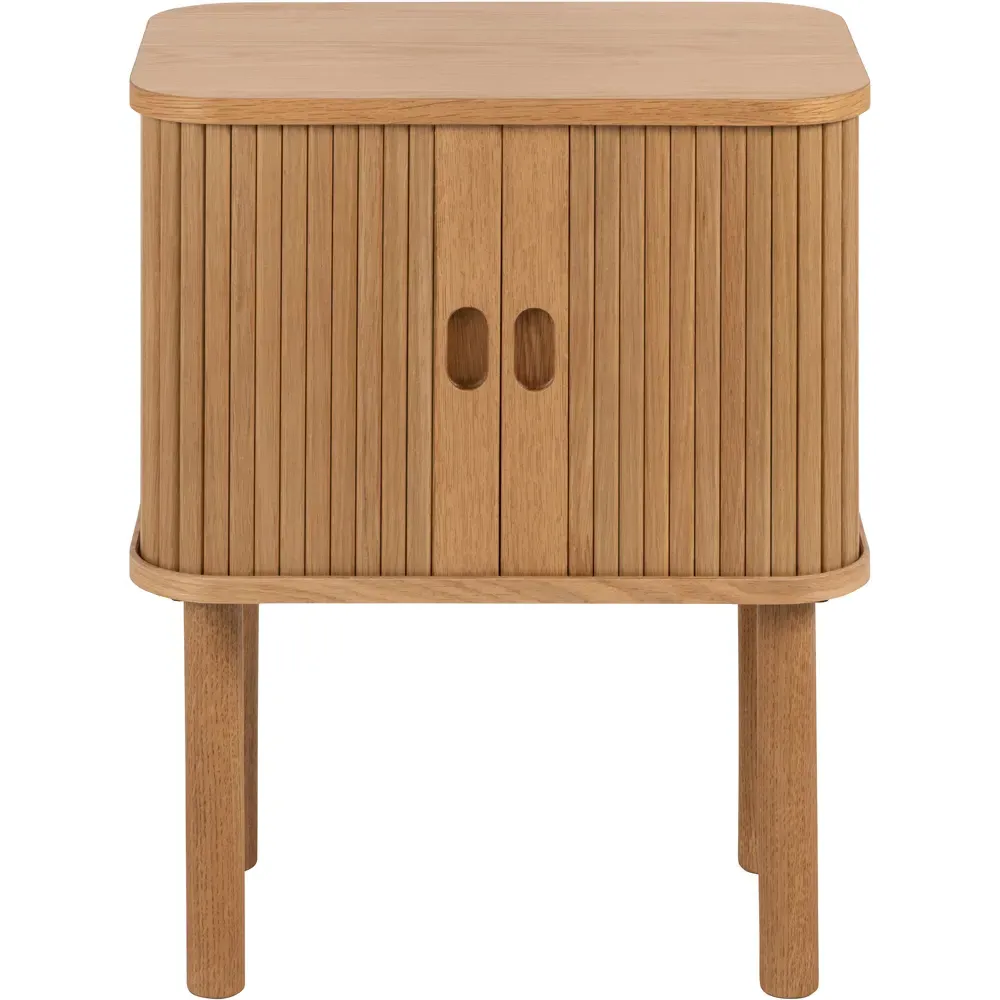 Florence Langley Single Shelf Bedside Table with Sliding Door - Brown, Oak