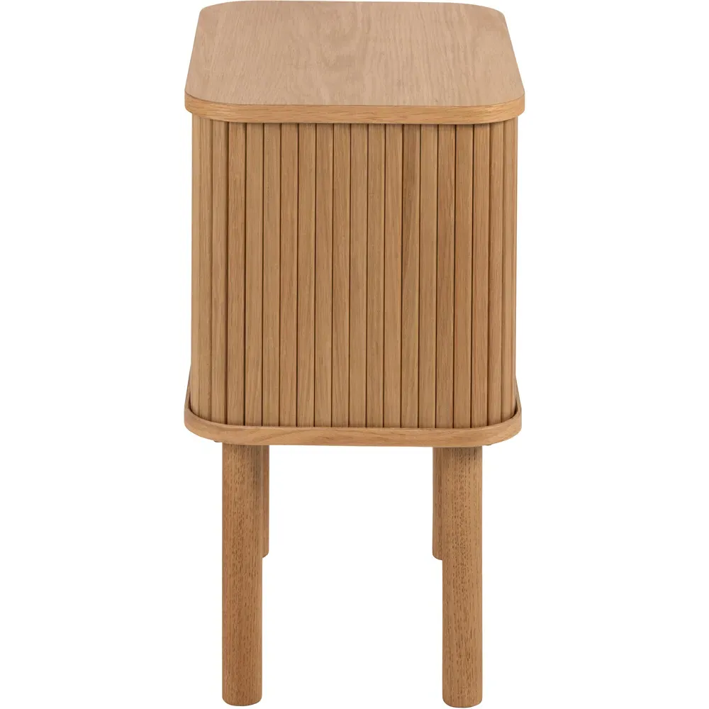 Florence Langley Single Shelf Bedside Table with Sliding Door - Brown, Oak