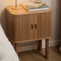 Florence Langley Single Shelf Bedside Table with Sliding Door - Brown, Oak