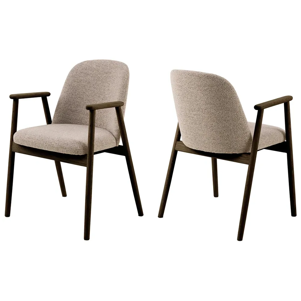 Florence Leo Set of 2 Dining Chairs with Armrests - Beige