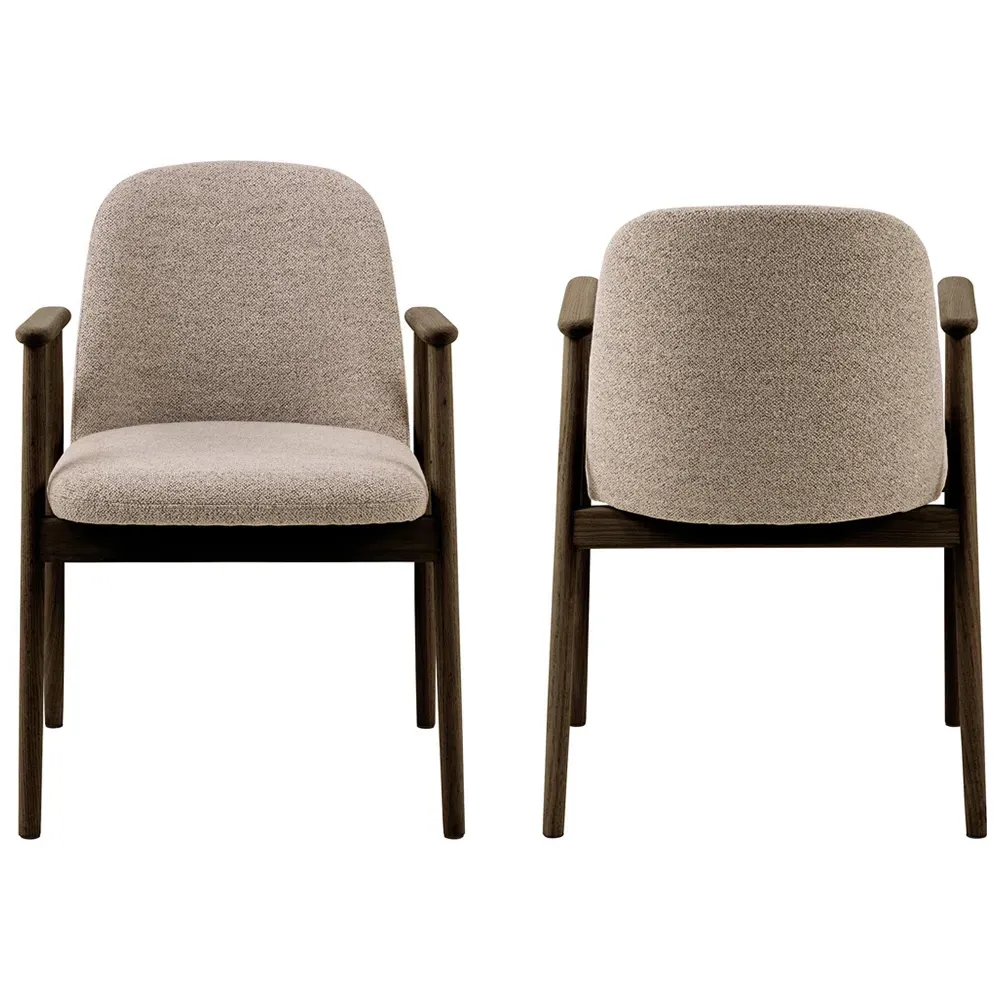 Florence Leo Set of 2 Dining Chairs with Armrests - Beige