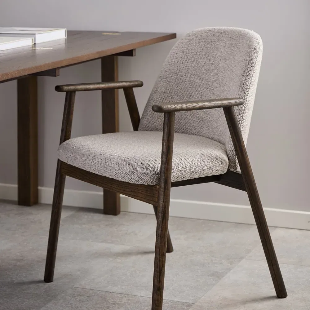 Florence Leo Set of 2 Dining Chairs with Armrests - Beige