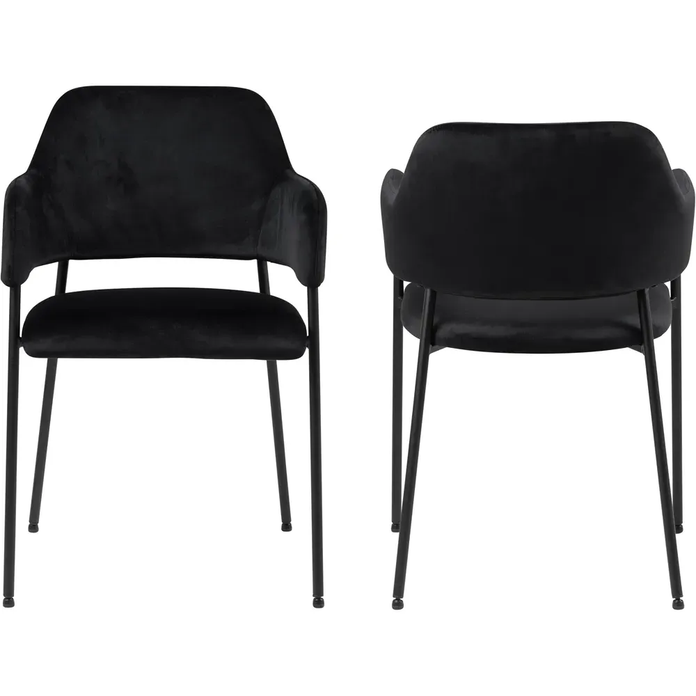 Florence Lima Set of 2 Dining Chairs with Armrests - Black