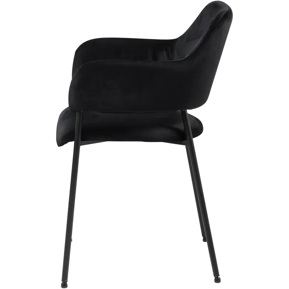 Florence Lima Set of 2 Dining Chairs with Armrests - Black