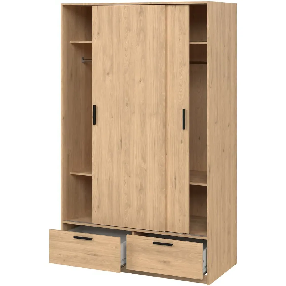 Florence Line 2 Door 2 Drawer Wardrobe - Brown, Oak