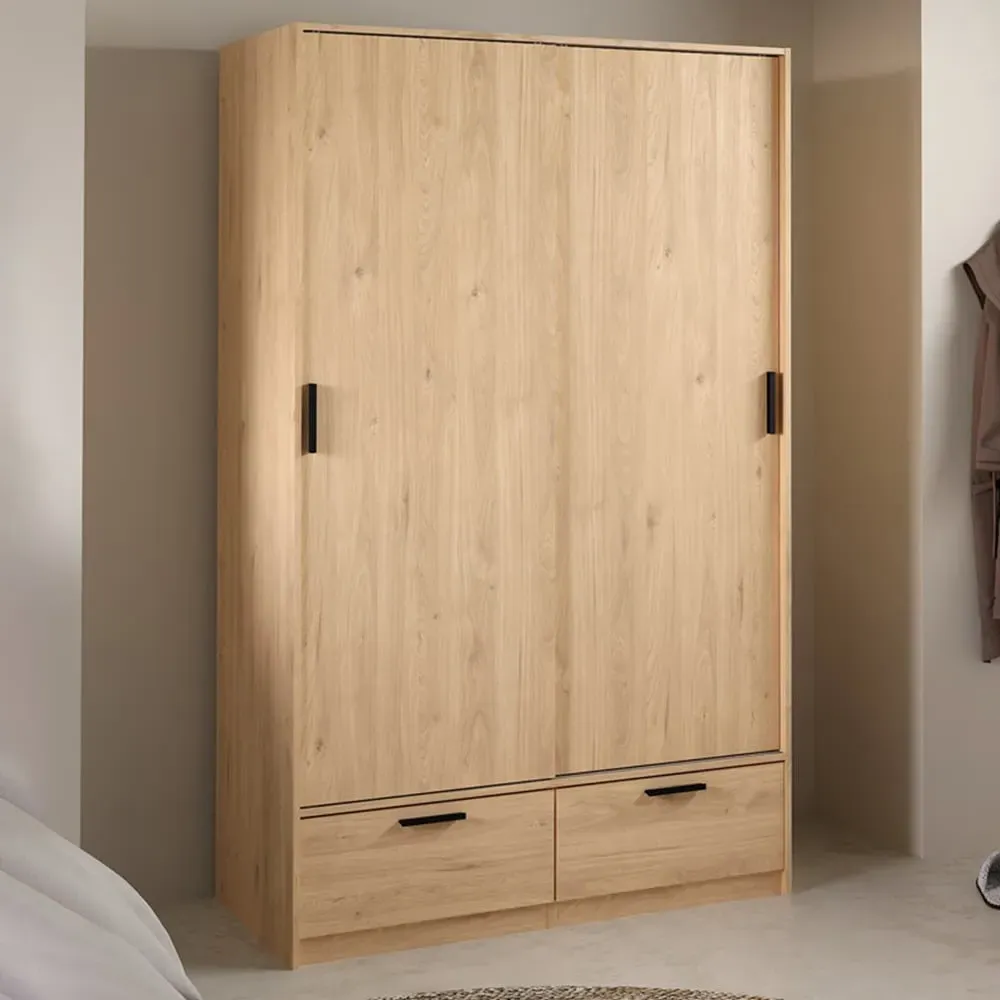 Florence Line 2 Door 2 Drawer Wardrobe - Brown, Oak