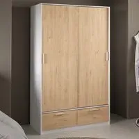 Florence Line 2 Door 2 Drawer Wardrobe - White, Jackson Hickory Oak