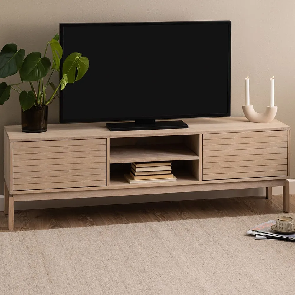 Florence Linley 2 Door TV Unit - White, Oak image
