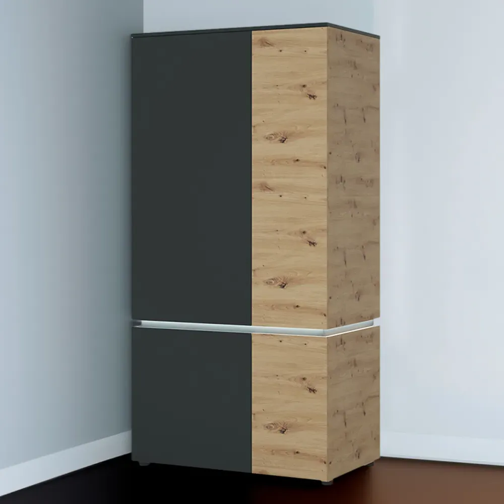 Florence Luci 4 Door Wardrobe with LED - Platinum, Oak