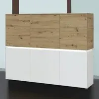 Florence Luci 6 Door Storage Cabinet with LED Lighting - White, Oak