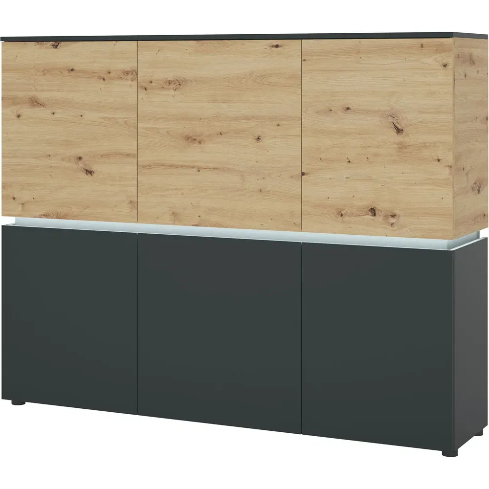 Florence Luci 6 Door Storage Cabinet with LED - Platinum, Oak