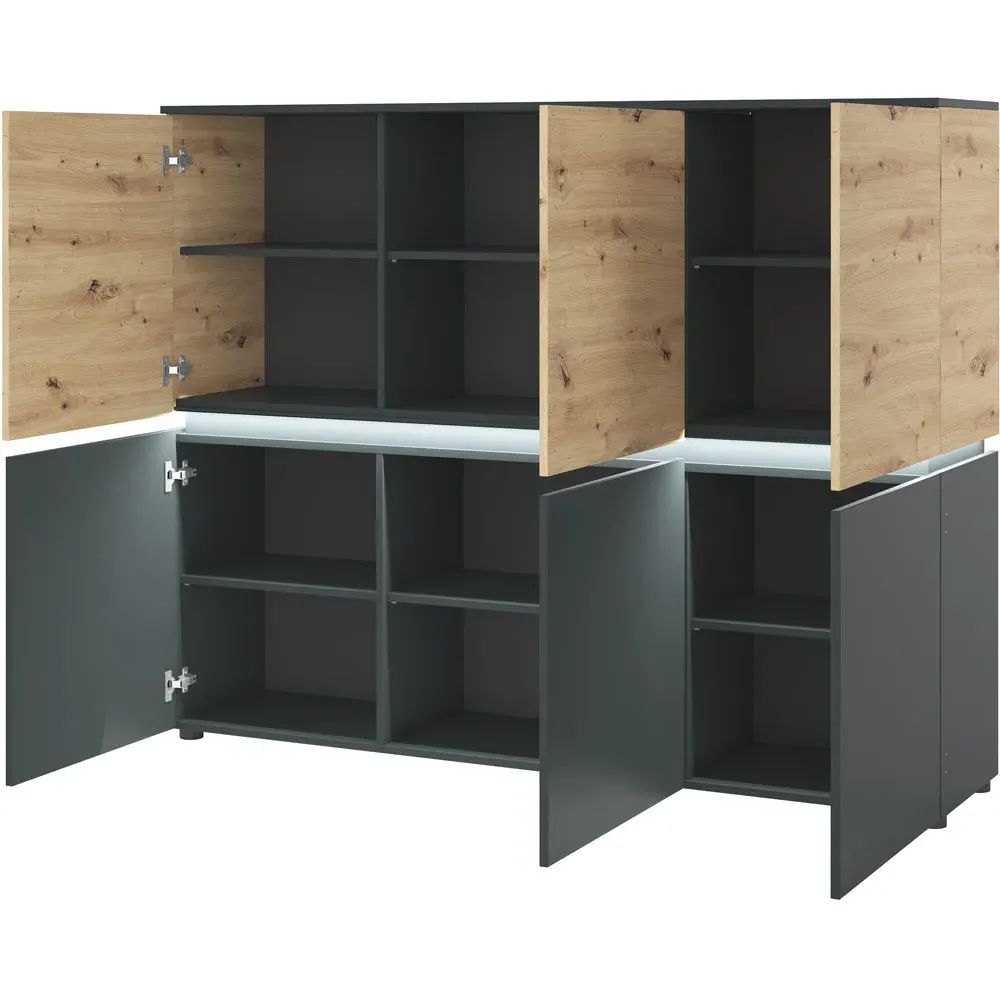 Florence Luci 6 Door Storage Cabinet with LED - Platinum, Oak