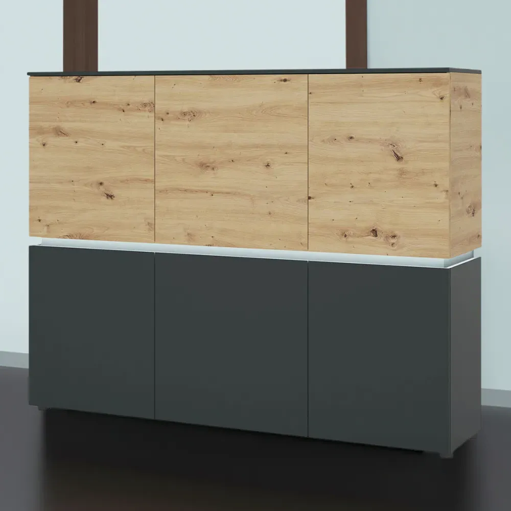 Florence Luci 6 Door Storage Cabinet with LED - Platinum, Oak