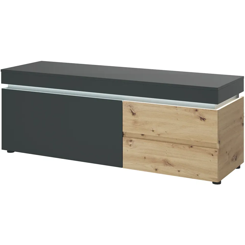 Florence Luci Single Door TV Unit with LED - Platinum, Oak