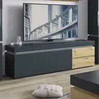 Florence Luci Single Door TV Unit with LED - Platinum, Oak