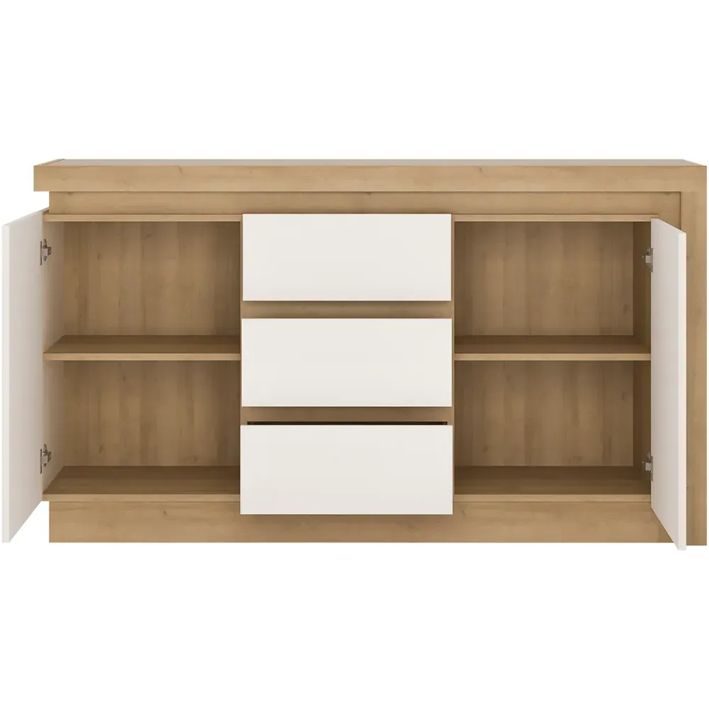 Florence Lyon 2 Door 3 Drawer Sideboard with LED - Riviera Oak