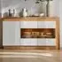 Florence Lyon 3 Door Glazed Sideboard with LED - White, Oak