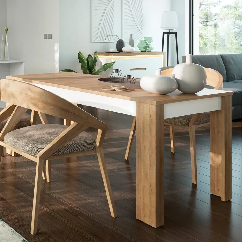 Florence Lyon 6 Seater Extendable Dining Table - Oak, White