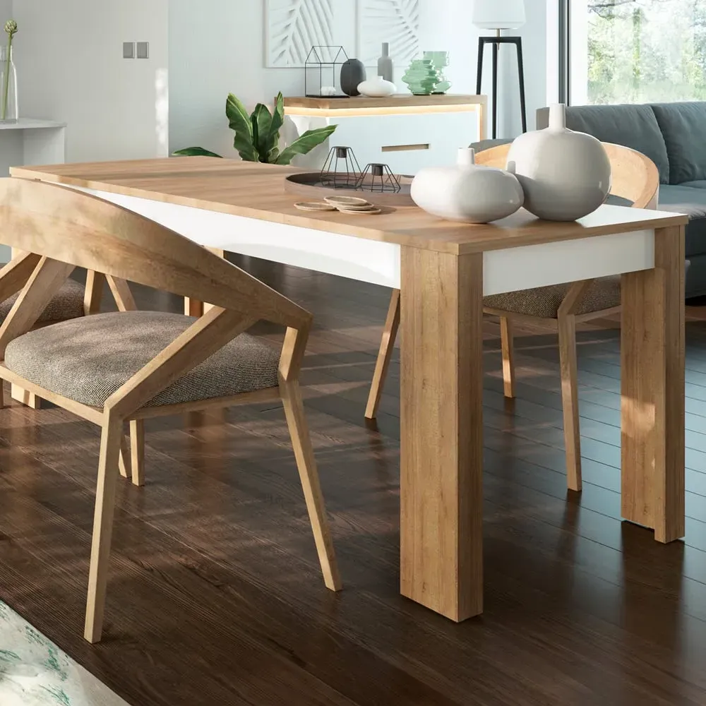 Florence Lyon 6 Seater Extendable Dining Table - Oak, White image