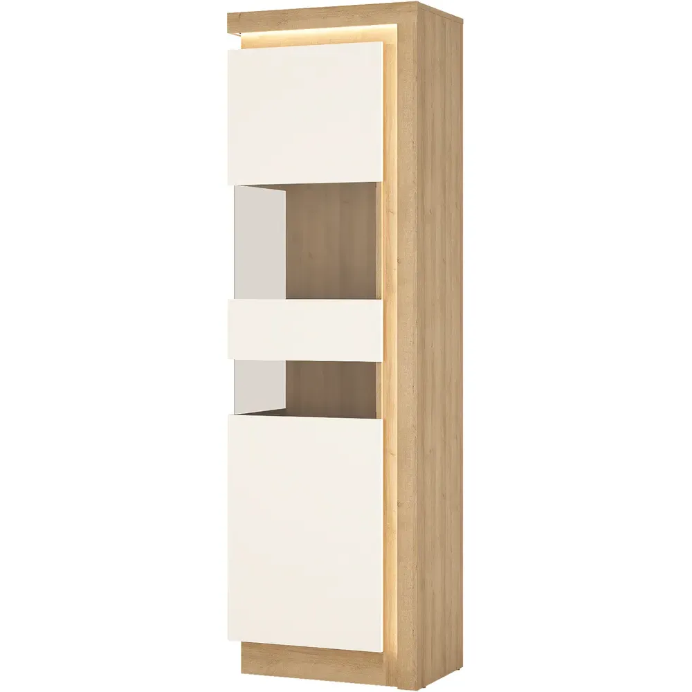 Florence Lyon Single Door Display Cabinet with LED - Riviera Oak