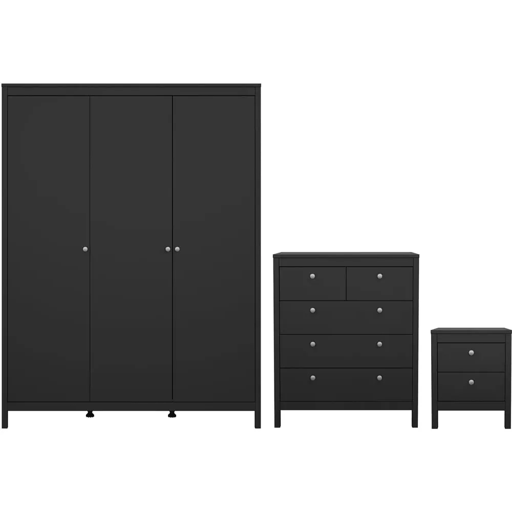 Florence Madrid 3 Piece Bedroom Furniture Set - Black