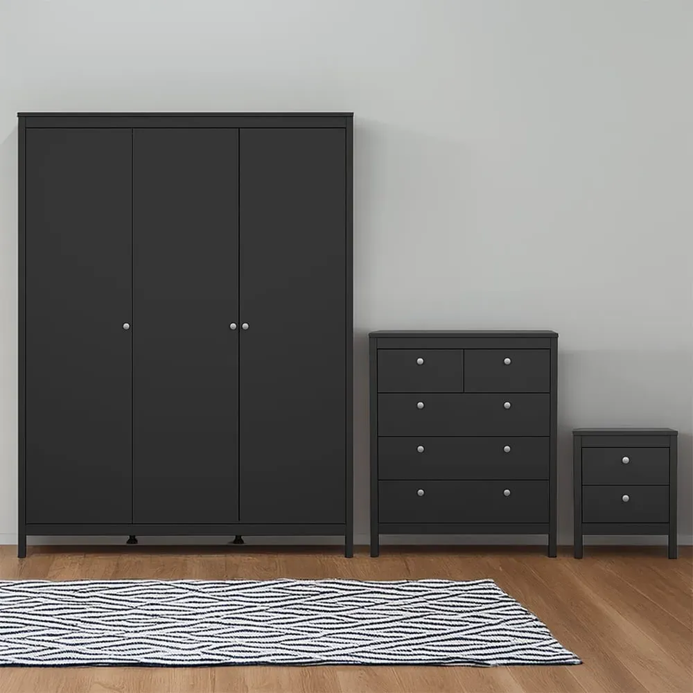Florence Madrid 3 Piece Bedroom Furniture Set - Black