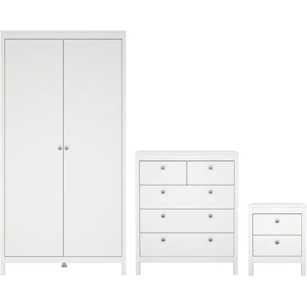 Florence Madrid 3 Piece Bedroom Furniture Set - White