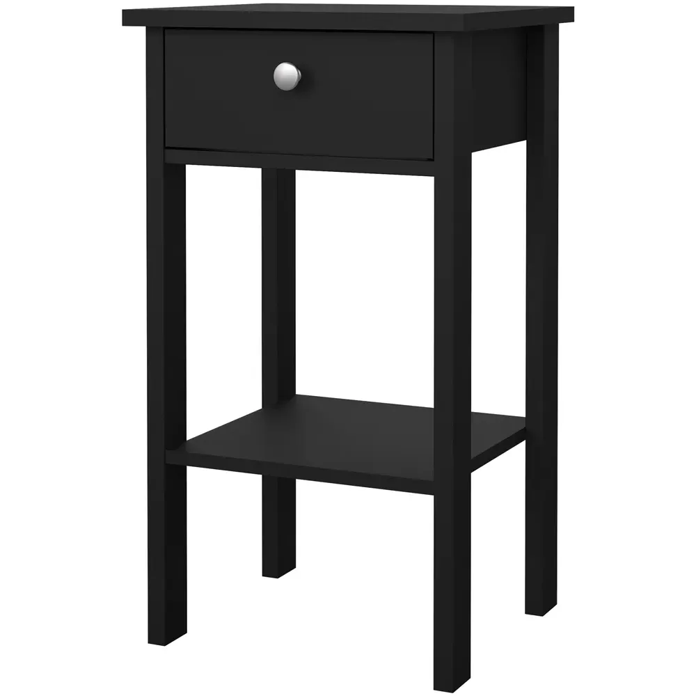Florence Madrid Single Drawer Bedside Table - Black