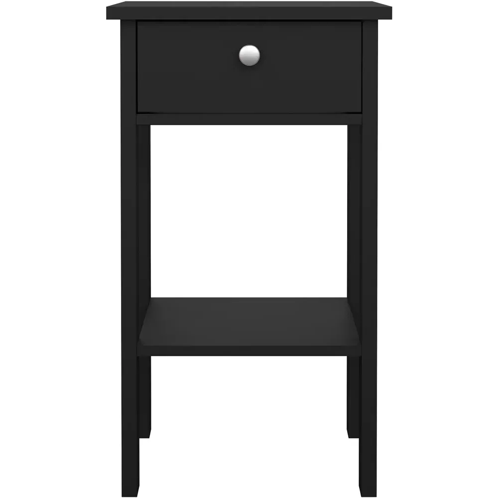 Florence Madrid Single Drawer Bedside Table - Black