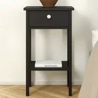 Florence Madrid Single Drawer Bedside Table - Black