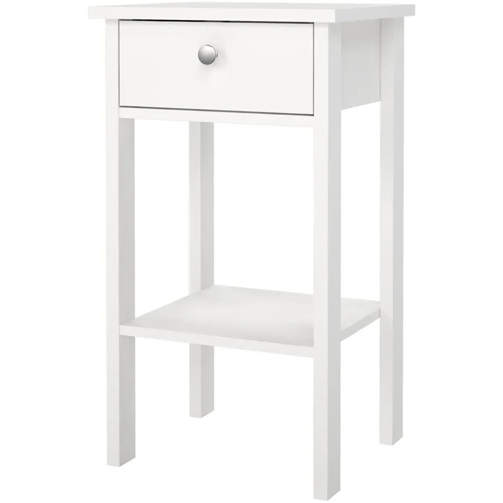 Florence Madrid Single Drawer Bedside Table - White