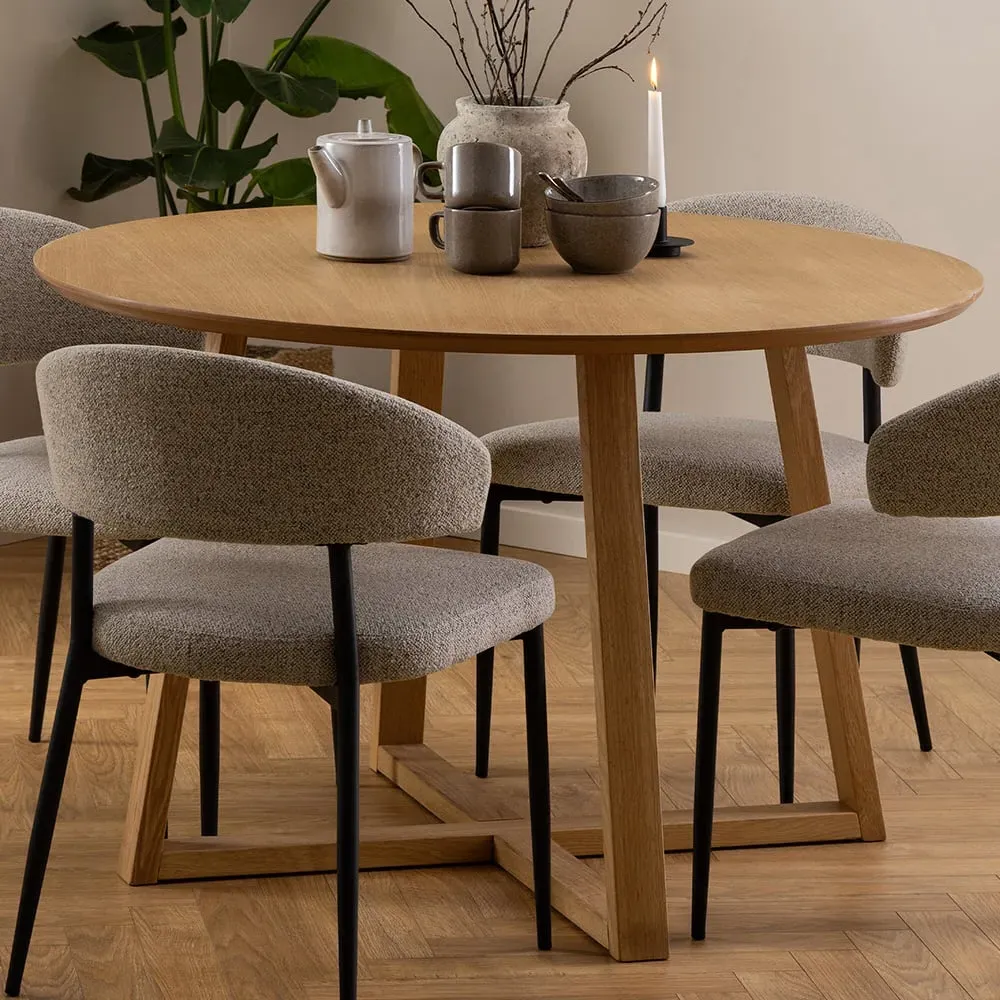 Florence Malika Round Dining Table - Brown, Oak image