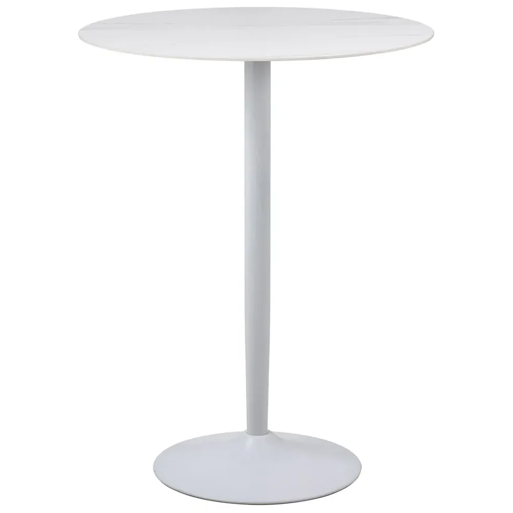 Florence Malta Round Bar Table - White, Ceramic