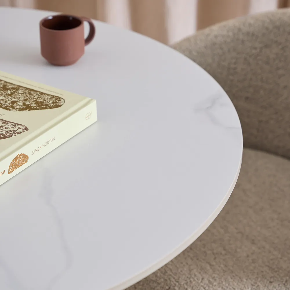 Florence Malta Round Bar Table - White, Ceramic