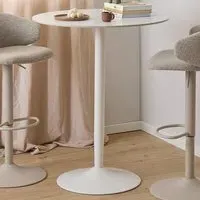 Florence Malta Round Bar Table - White, Ceramic