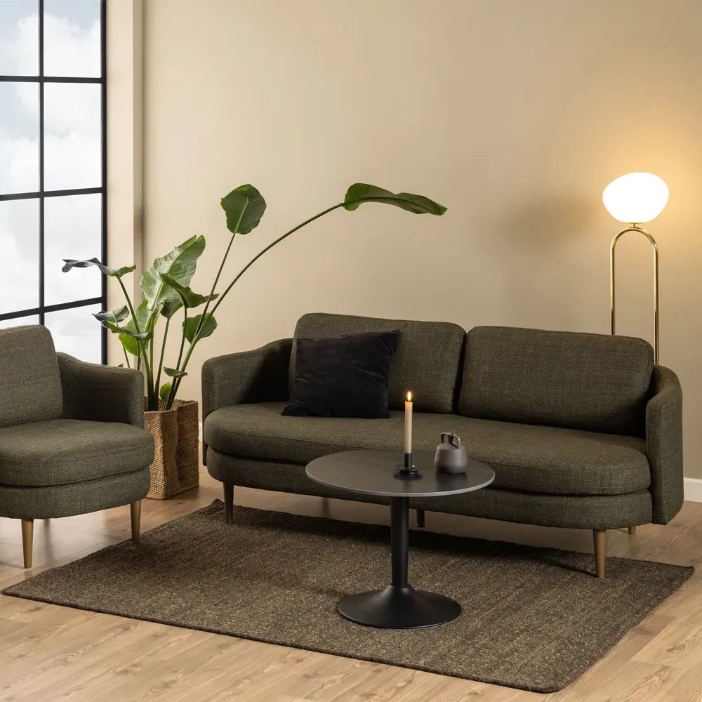 Florence Malta Round Coffee Table - Black, Ceramic