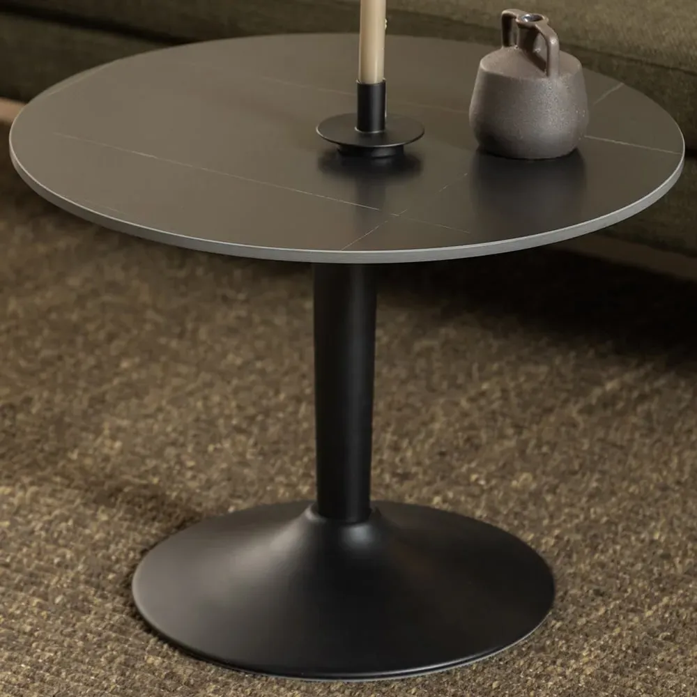 Florence Malta Round Coffee Table - Black, Ceramic