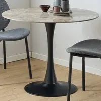 Florence Malta Round Dining Table - Brown, Ceramic