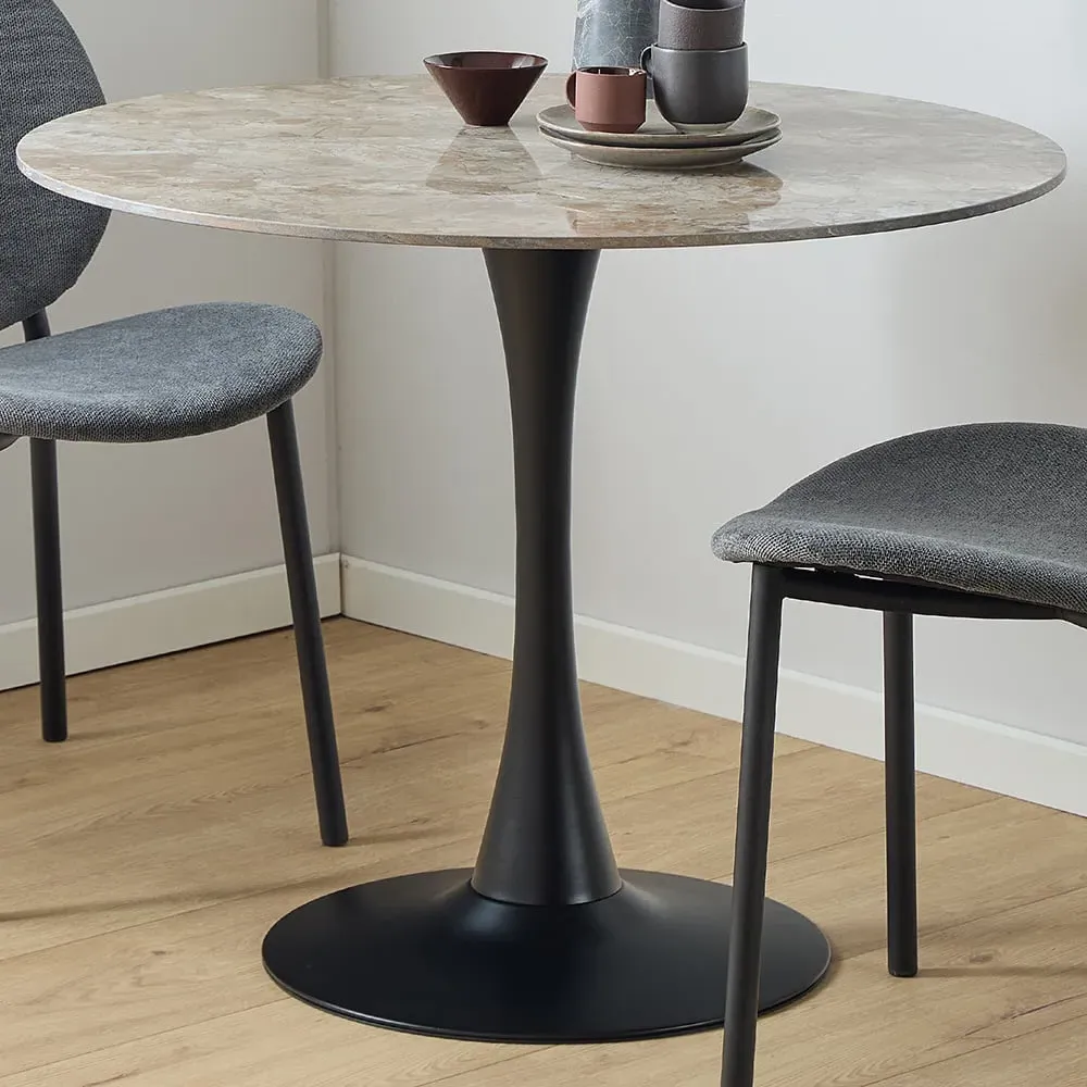 Florence Malta Round Dining Table - Brown, Ceramic