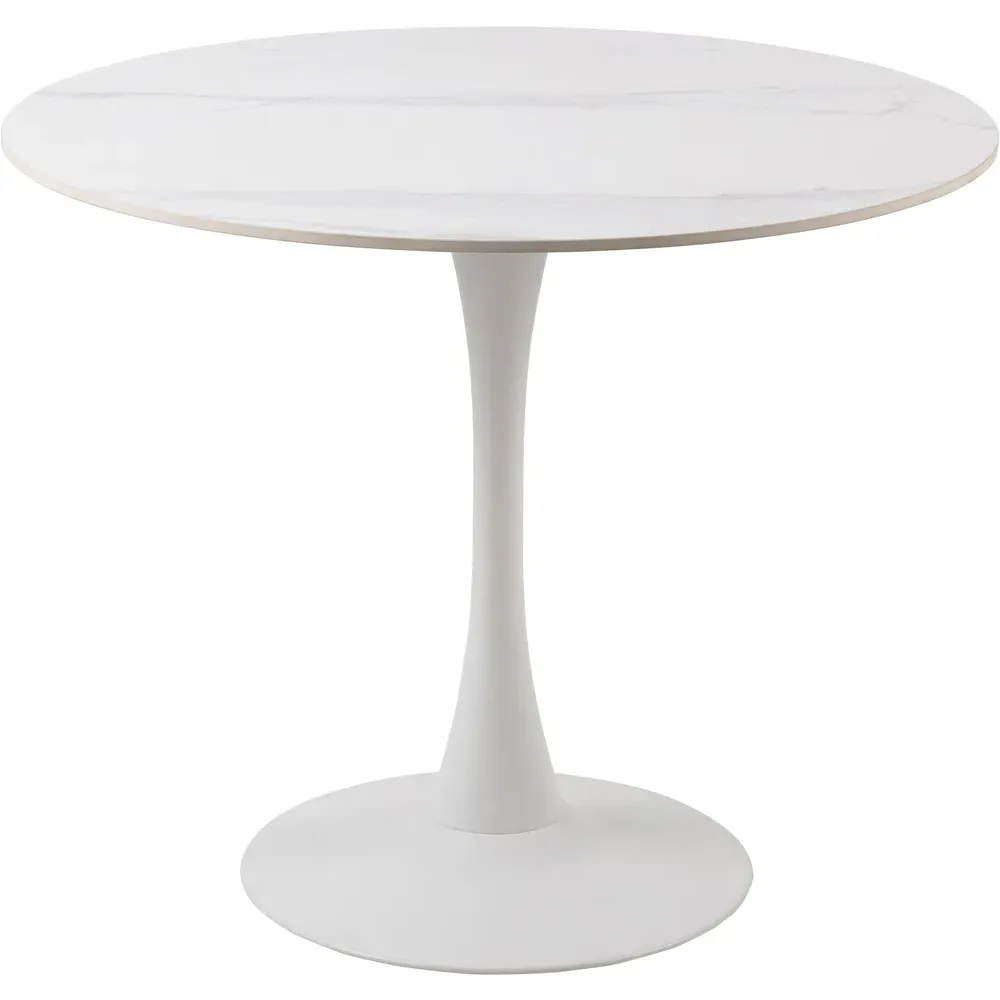 Florence Malta Round Dining Table - White, Ceramic